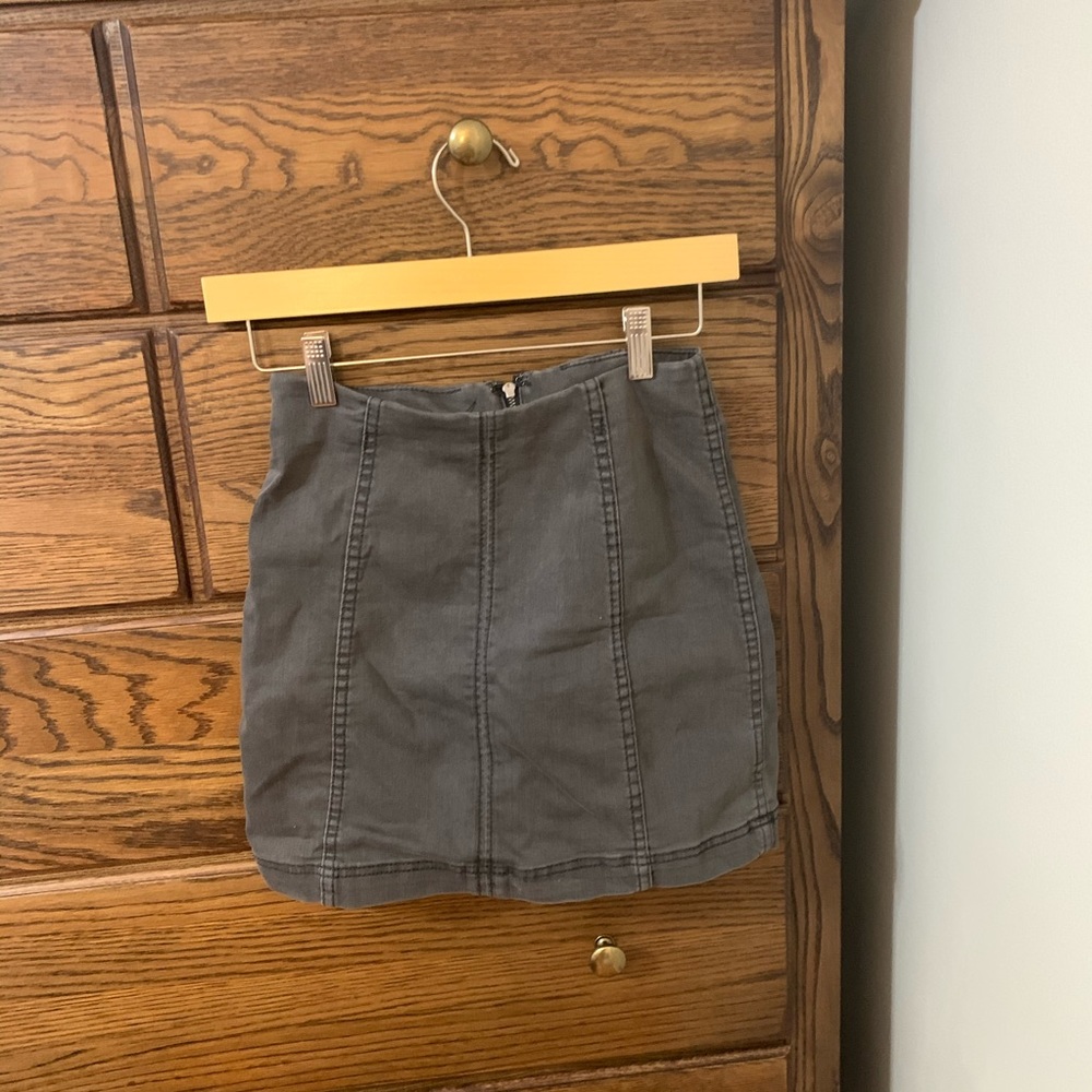 Free people modern femme denim skirt in gray